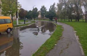 Після зливи затопило вулицю Нововолинську Після зливи затопило вулицю Нововолинську