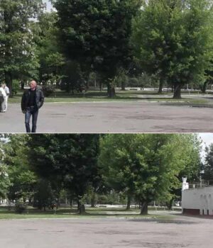 Фотозагадка. Що міряє міський голова біля стадіону?