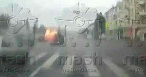 В окупованому Луганську вибухнув автомобіль із російським офіцером. ВIДЕО В-окупованому-Луганську-вибухнув-автомобіль-із-російським-офіцером.-ВiДЕО