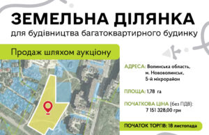 Земельна ділянка для будівництва багатоповерхівки у Нововолинську: продаж шляхом аукціону Земельна-ділянка-для-будівництва-багатоповерхівки-у-Нововолинську:-продаж-шляхом-аукціону