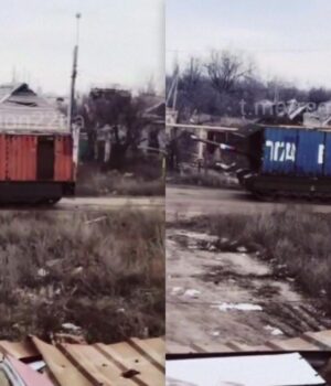 Не-тільки-мангали:-окупанти-взяли-морські-контейнери-у-спробі-захистити-танки-від-дронів