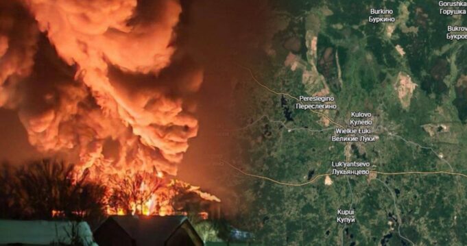Удар українських дронів по російській базі пального в Пскові Ukraina odpowiedziała Moskwie. Potężny pożar w głębi Rosji, kula ognia nad bazą paliw