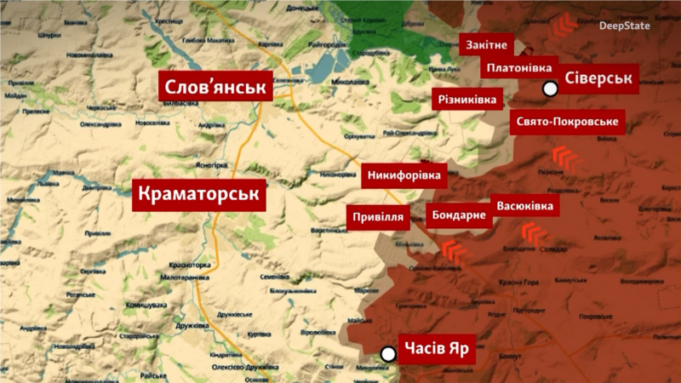 Російські війська продовжують наступ на Слов’янськ: нові території під контролем агресора Росія-жене-штурмовиків-на-висоти-біля-Слов’янська