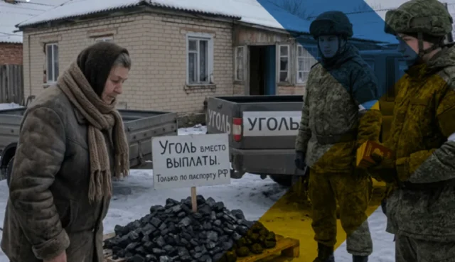 Окупанти в Херсонщині обмінюють вугілля на паспорти рф Паспорт-в-обмін-на-тепло:-окупанти-видають-вугілля-замість-грошей-–-ЦНС