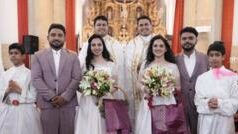 Весілля братів-близнюків з сестрами-близнючками в Індії: унікальна церемонія з близнюками на всіх рівнях Брати-близнюки-одружилися-з-сестрами-близнючками.-Весілля-провели-священники-близнюки