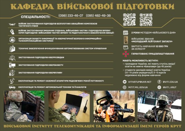 Військовий інститут телекомунікацій та інформатизації запрошує на навчання Вступ-на-кафедру-військової-підготовки-ВІТІ-–-2026