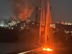 Росія втретє вдарила по Південному мосту в Києві: пошкоджена опора Росія-втретє-вдарила-по-Південному-мосту-в-Києві:-пошкоджена-опора
